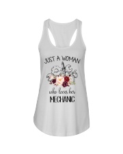 Just a woman who loves her Mechanic Ladies Flowy Tank thumbnail