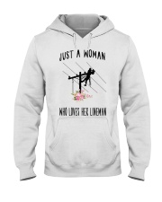 Just A Woman Who Loves Her Lineman Hooded Sweatshirt thumbnail