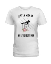 Just A Woman Who Loves Her Lineman Ladies T-Shirt thumbnail