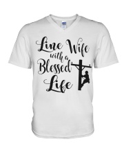 Line Wife With A Blessed Life V-Neck T-Shirt thumbnail