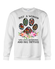 Just a woman who loves Dachshunds and has tattoos Crewneck Sweatshirt thumbnail