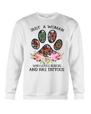 Just a woman who loves Boxers and has tattoos Crewneck Sweatshirt thumbnail