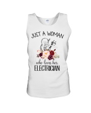 Just a woman who loves her Electrician Unisex Tank thumbnail