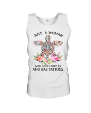 Just a woman who loves Turtles and has tattoos Unisex Tank thumbnail
