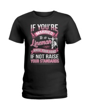 If you're married to a Lineman raise your hand Ladies T-Shirt thumbnail