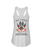 Just a woman who loves Wolfs and has tattoos Ladies Flowy Tank thumbnail