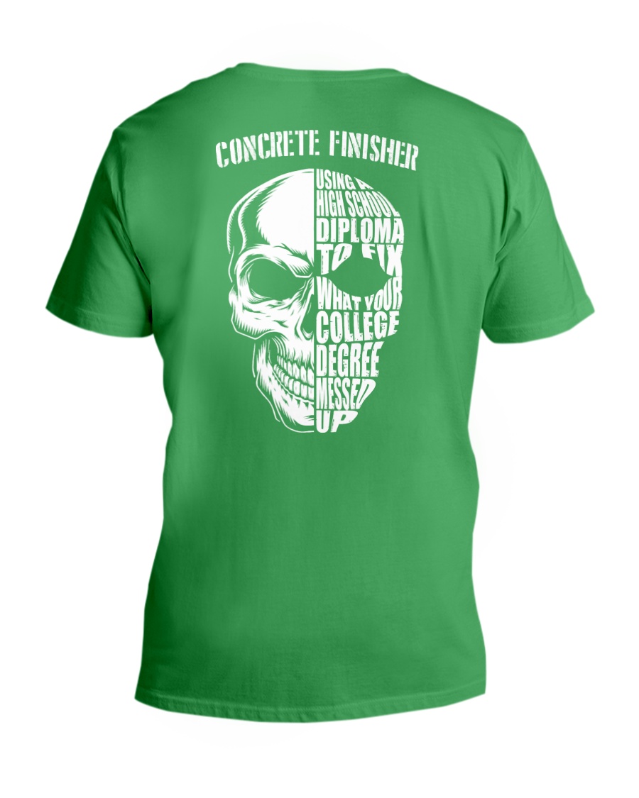 Concrete Finisher Skull V-Neck T-Shirt
