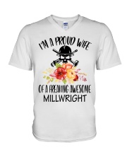 I'm a proud Wife of a freaking awesome Millwright V-Neck T-Shirt thumbnail