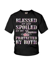 Blessed by God Spoiled By My Lineman Youth T-Shirt thumbnail