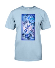 SHN 8 Blue purple rose pansy Dragonfly Classic T-Shirt tile