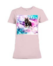 German Shepherd came out from the smoke Premium Fit Ladies Tee tile
