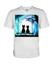 ln cat magical sky V-Neck T-Shirt tile