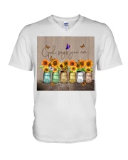 ln butterfly god says you are V-Neck T-Shirt tile