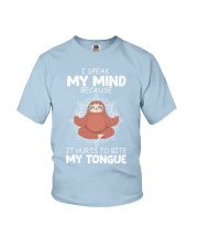 Sloth i speak my mind because it hurts to bite Youth T-Shirt tile