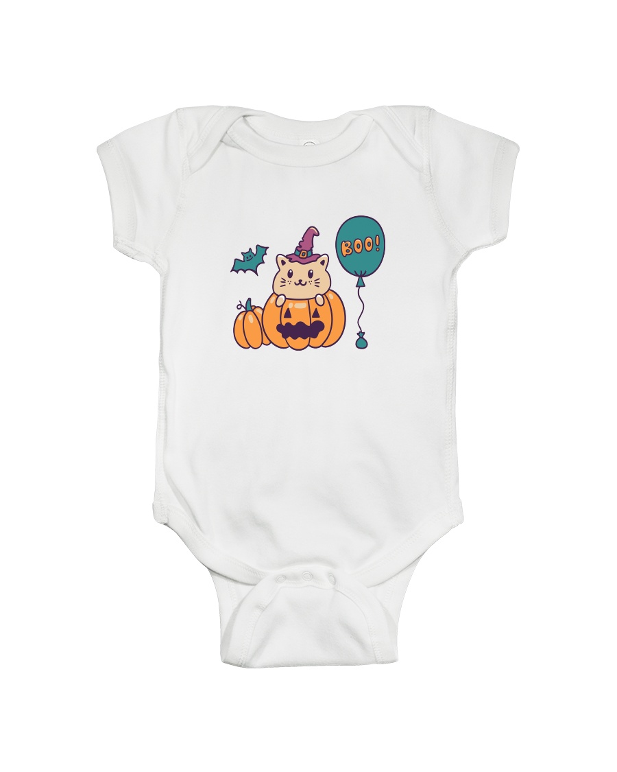 Cute cat in halloween pumpkin Onesie