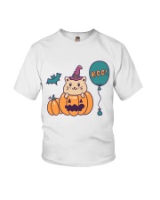 Cute cat in halloween pumpkin Youth T-Shirt thumbnail