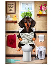FUNNY DACHSHUND PUPPY SITTING ON A TOILET 11x17 Poster front