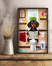 FUNNY DACHSHUND PUPPY SITTING ON A TOILET 11x17 Poster lifestyle-poster-3