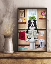 BORDER COLLIE PUPPY ON THE TOILET 11x17 Poster lifestyle-poster-3