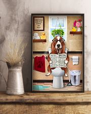 BASSET HOUND PUPPY SITTING ON A TOILET 11x17 Poster lifestyle-poster-3