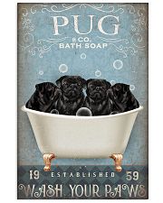 PUG PUPPY SITTING ON BATH SOAP 11x17 Poster front