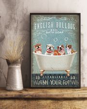 FUNNY BULLDOG PUPPY SITTING ON BATH TUB 11x17 Poster lifestyle-poster-3