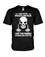 Finger Funny V-Neck T-Shirt tile