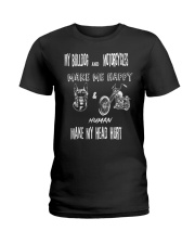 Bull Dog And Motorcycles Ladies T-Shirt tile