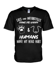 Cats And Motorcycles V-Neck T-Shirt tile