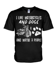 I Like Motorcycles And Dogs V-Neck T-Shirt tile