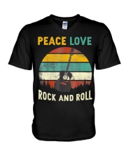 Tshirt Peace Love Rock And Roll V-Neck T-Shirt tile