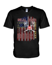 Real Man Hunting Deer V-Neck T-Shirt tile