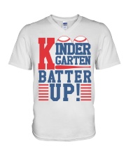 KINDERGARTEN BATTER UP V-Neck T-Shirt tile