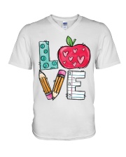 Love Teacher Life V-Neck T-Shirt tile