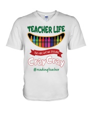 READING TEACHER V-Neck T-Shirt tile