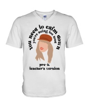 PRE-K TEACHER V-Neck T-Shirt tile