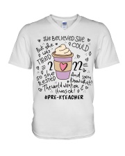 PRE-K TEACHER V-Neck T-Shirt tile