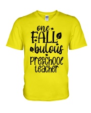 ONE FALLBULOUS PRESCHOOL TEACHER V-Neck T-Shirt tile