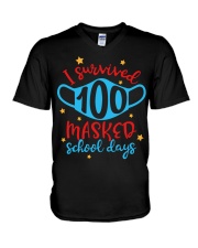I SURVIVED 100 MASKED SCHOOL DAYS V-Neck T-Shirt tile