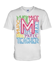 MUSIC TEACHER TYPOGRAPHIC V-Neck T-Shirt thumbnail