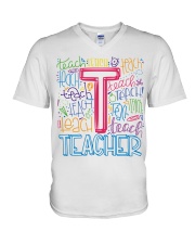 TEACHER TYPOGRAPHIC V-Neck T-Shirt thumbnail