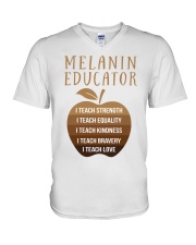 Melanin Educator V-Neck T-Shirt tile