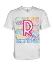 RECEPTIONIST TEACHER TYPOGRAPHIC V-Neck T-Shirt thumbnail