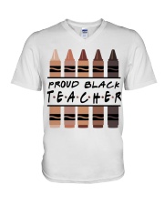 Proud Black Teacher V-Neck T-Shirt tile