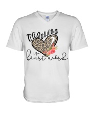 TEACHING IS HEART WORK V-Neck T-Shirt thumbnail
