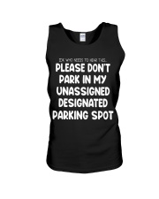 MY UNASSIGNED DESIGNATED PARKING SPOT Unisex Tank tile