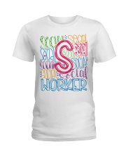 SOCIAL WORKER TYPOGRAPHIC DESIGN Ladies T-Shirt thumbnail