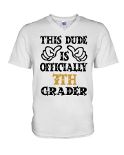 THIS DUDE IS OFFICIALLY 7TH GRADER V-Neck T-Shirt tile