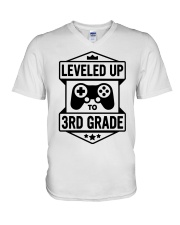 3RD GRADE - LEVELED UP TO V-Neck T-Shirt tile