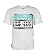Um Um Um Teacher V-Neck T-Shirt tile